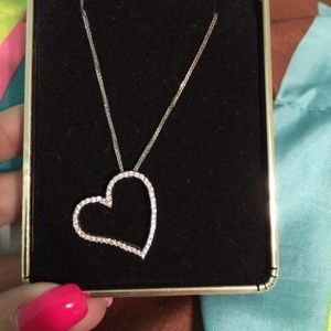 White gold diamond heart necklace
